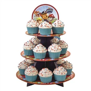 Stand tal-cupcake tal-kartun bi saffi
